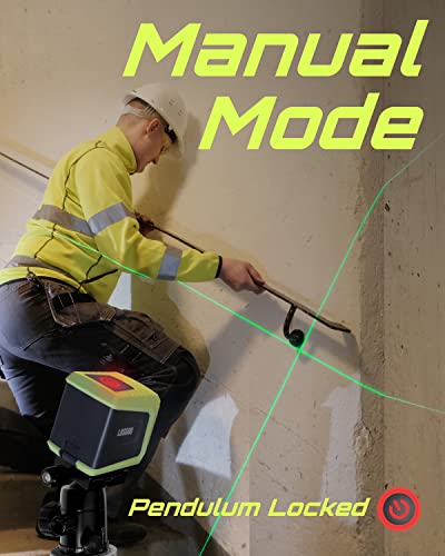 LASGOO Laser Level Self Leveling, Green Cross Laser Line with Vertical and Horizontal for Picture Hanging and Construction, Magnetic Rotating Stand LASGOO