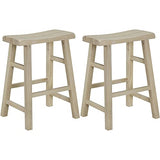 eHemco Heavy-Duty Solid Wood Saddle Seat Kitchen Counter Height Barstools, 24 Inches, Unfinished, Set of 2 eHemco