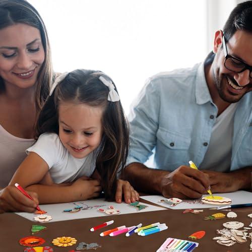 Barydat 100 Pcs Wooden Magnets DIY Wooden Arts and Crafts for Kids Craft and Art Painting Kit Supplies Party Birthday Gift Party Favors for Easter Barydat