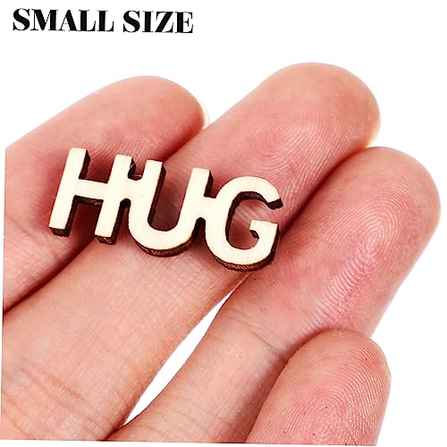 Artibetter 100pcs Wooden Table Scatter Hugs in a Jar Wooden Words Decor Unfinished Wood Letters Wooden Cutout Letter Wood Vase Filler Wooden Hug