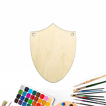 Shield Wood Cutout DIY Crafts Wooden Shield Shaped Hanging Ornaments Unfinished Wood Sign Whit Twines for Wedding Birthday Christmas Party Decoration - WoodArtSupply