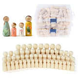 JMIATRY 100PCS Wooden Peg People Peg Dolls Unfinished Wooden People Figures with Storage Case Peg People Family for Craft Art Projects and Decoration JMIATRY