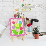 Funto Tulip Pom Pom Painting Art Kit, 1100+ pom poms, Canvas and Sturdy Easel for Home Decor, Suitable for Kids and Adults DIY Painting, Perfect Funto