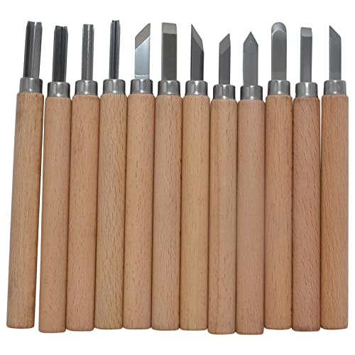 Westcott CarboTitanium Carving Tools, 12-Piece Set, Natural Wood Handles - WoodArtSupply