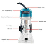 Cozyel 110V 800W Palm Router Electric Hand Trimer Wood Router 1/4" Collets Woodworking Tool Laminate Trimer, Blue Cozyel
