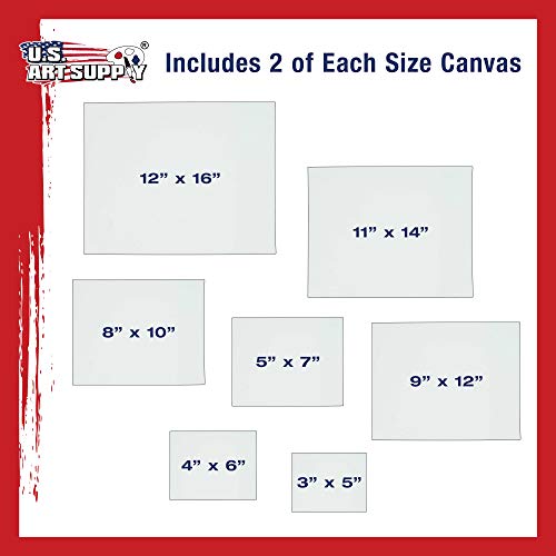 U.S. Art Supply Rectangular Variety Assortment Professional Artist Quality Acid Free Canvas Panels 14-Total Panels (2-EA: 12x16, 11x14, 9x12, 8x10, - WoodArtSupply