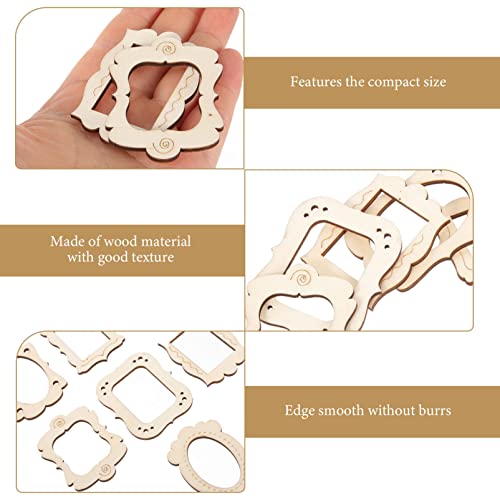 COHEALI 20pcs Undyed Wood Photo Frame Pendants Unfinished Wooden Cutout Shapes Pieces Necklace Earrings Charms Ornament for Jewelry Making DIY Craft