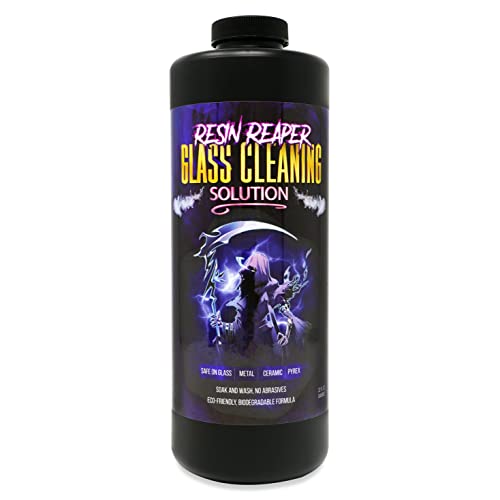 Resin Reaper Glass Cleaner 32 OZ | Pipe Cleaner | Safe on Glass, Metal, Ceramic, and Pyrex | 420 710 Friendly Cleaning | Soak and Wash - No Abrasives - WoodArtSupply