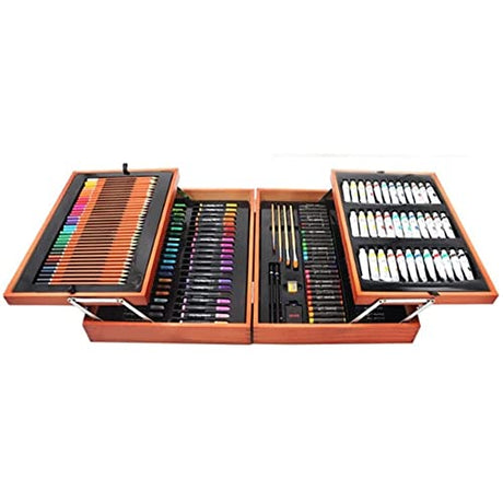 RMENST Art Supplies, 174 Pieces Deluxe Wooden Art Set, Portable Art Case Painting Kit, Colored Pencils, Watercolor Paint, Creative Gift RMENST