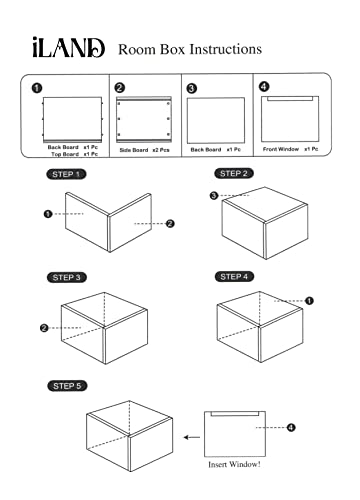 iLAND Dollhouse Display Box, Unfinished Wood Shadow Box, Quick-Build Display Case with Transparent Front 15.7“ x 11” x 11“ Suitable for Lego & 1/12