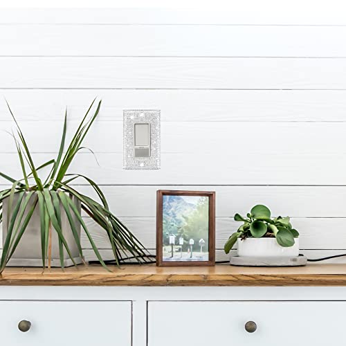 2 Pcs Silver Rhinestones Light Switch Cover,Silver Shiny Crystal Wall Plates Bling Decorative Wall Plate Single Toggle for Kitchen,Bedroom Sliverdew