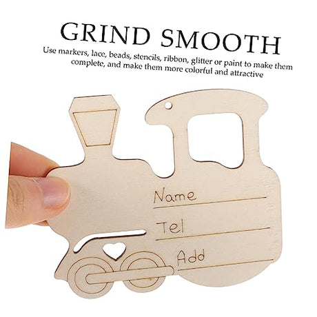 Amosfun 75 pcs Ornaments Letters Party Holiday Shape Pendant DIY Wooden Shaped Planks Projects Train Cutouts Unfinished Chips Tree Gift Slice for Amosfun