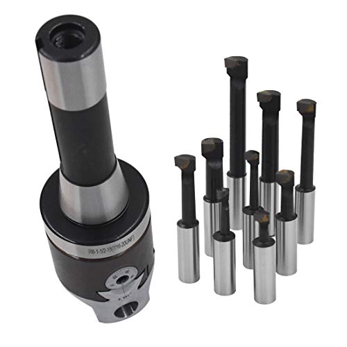 WFLNHB 2 Inch Boring Head R8 Shank 9pcs 1/2 Inch Carbide Boring Bar Set milling Machine Boring Head Set WFLNHB