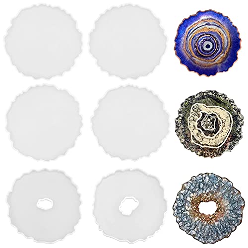 ResinWorld 6 Pack Geode Coaster Molds for Resin + 4 Pack Resin Coaster Molds, Diamond Edge Crystal Coaster Molds for Resin Casting ResinWorld