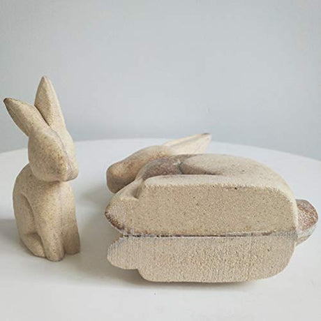 EXCEART DIY Animal Painting Decoration White Rabbit Wood Crafts Unfinished Home Office Shop Animal Model Decoration 2 Pcs EXCEART