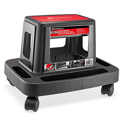Powerbuilt 620526 Sturdy HD Injection Rolling Storage Tray Work Seat, Black