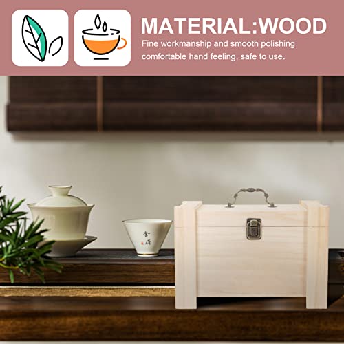 LIFKOME Unfinished Wooden Box Crafts Keepsake Box Treasure Chest Wood Jewelry Box Memory Stash Box Tea Leaf Container with Hinged Lid for Painting - WoodArtSupply