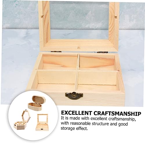 VILLFUL 3pcs Wooden Box Portable Jewelry Organizer Unfinished Jewelry Cabinet Ring Organizer for Jewelry Ear Ringing Jewelry for Women Necklace VILLFUL