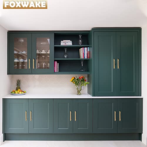 foxwake Natural Wood Kitchen Cabinet Handles 2~5 Inch 4Set Center to Center  Adjustable Double Hole Euro Scandi-Modern Dresser Knob, Unfinished DIY Drawer  Pull, Brushed Brass Base 