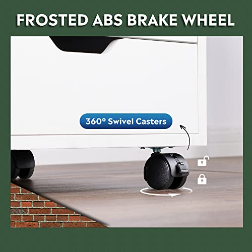 DEVAISE 5-Drawer Wood Dresser Chest with Door, Mobile Storage Cabinet, Printer Stand for Home Office DEVAISE