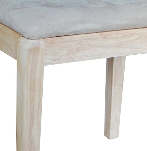 Unfinished Solid Wood Vanity Bench with Microfiber Upholstered Seat IC International Concepts