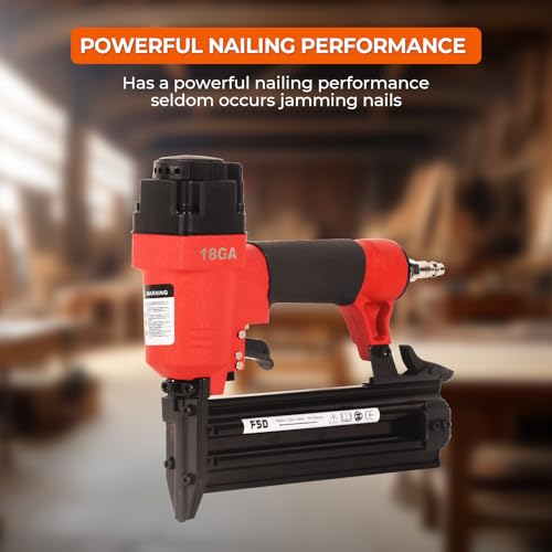 VAIDPRO Pneumatic Nail Gun, 18 GA, 3/8-Inch to 2-Inch Nail Length Air Brad Nailer Tool, Pneumatic Staple Gun for Carpentry, DIY Project, Woodworking VAIDPRO