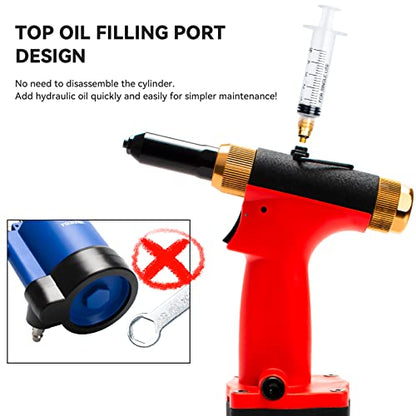 TOJIZEN Pneumatic Pop Rivet Gun Kit, Air Riveter Tool Set for 3/32, 1/8, 5/32, 3/16 Inch Aluminum/Iron/Stainless Steel Rivets - Professional Riveting - WoodArtSupply