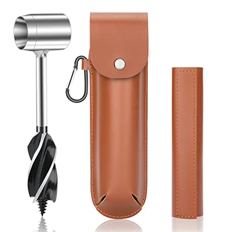 BURTOK Bushcraft Hand Auger Wrench, Heavy-Duty Scotch Eye Wood Auger, Hand Auger Wood Drill, Manual Hole Maker Multitool with Leather Case for burtok