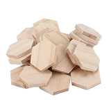 25Pcs Unfinished Hexagon Wood Pieces Blank 38mm/1.5inch Wood Shape Slices Wooden Cutouts Slices for DIY Decorations Crafts HERCHR