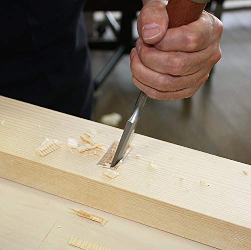 KAKURI Japanese Wood Chisel Set 6 Pcs, Japanese & Western Mixed Style, Made in JAPAN, Professional Heavy Duty Chisels NOMI with Carrying Case for KAKURI