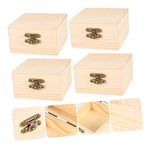 Abaodam 12 Pcs Packaging Storage Wooden Box Rustic Wooden Case Unfinished Wooden Jewelry Wood Ring Wood Trim Jewelery Organizer Earring Storage Abaodam