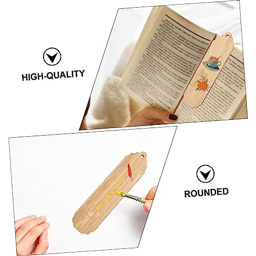 TEHAUX 20pcs Wooden Blank Bookmark Unfinished Wooden Slices Unfinished Hanging Tags Unfinished Wooden Crafts Wood Art Bookmarks Wooden Craft TEHAUX