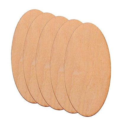 Wood Cutouts for Crafts 20pcs Wood Round Cutouts Unfinished Oval Wood Shapes Pieces Wood Discs Slices Oval Wood Embellishments for DIY Craft Wedding