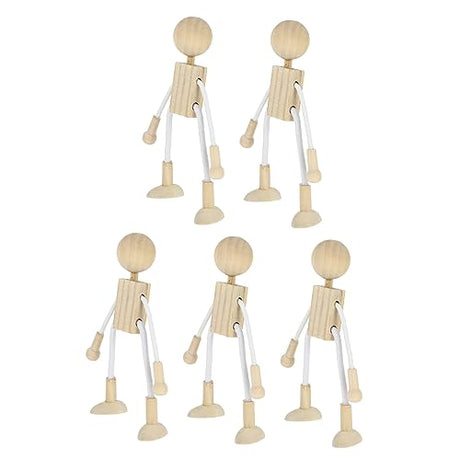 COHEALI 5pcs Cartoon Toy White Embryo Unfinished Wood Pegs Peg People Wooden Unfinished Wood Toy Wooden Peg People Wood Crafts Unfinished Peg Doll COHEALI
