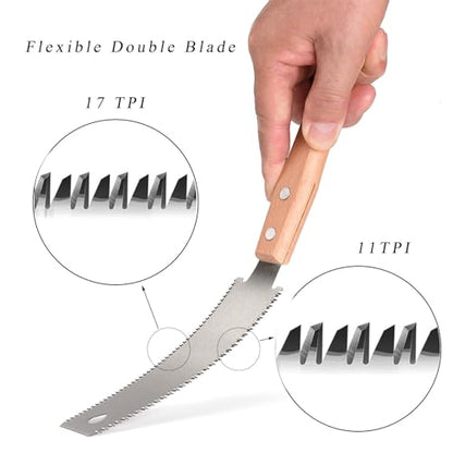 WEIMELTOY Small Woodworking Hand Saw, 6 inch Flexible Blade Double edge TPI 17/11 Pull Saw for Craft, Hobby, DIY, Non Slip Wood Handle Garden Trim - WoodArtSupply