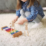 Tofficu Wooden Peg Dolls Unfinished Wood Robot 4pcs DIY Mini People Doll with Flexible Joint Wood Painting Figures Kids Educational Toys for Craft Tofficu