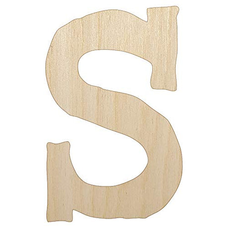 Letter S Uppercase Cute Typewriter Font Unfinished Wood Shape Piece Cutout for DIY Craft Projects - 1/4 Inch Thick - 6.25 Inch Size Sniggle Sloth