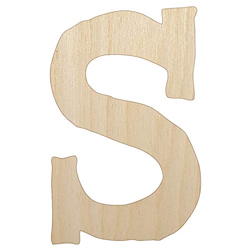 Letter S Uppercase Cute Typewriter Font Unfinished Wood Shape Piece Cutout for DIY Craft Projects - 1/4 Inch Thick - 6.25 Inch Size - WoodArtSupply