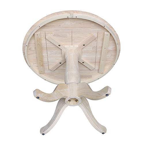 IC International Concepts 36" Round Top Pedestal Dining Table, Unfinished - WoodArtSupply