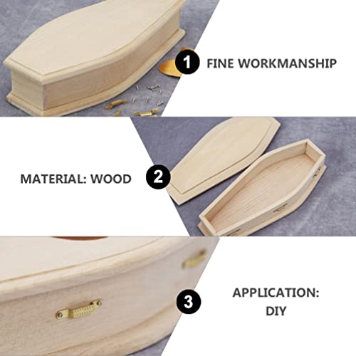 Healifty Miniature Coffin Unfinished Wooden Dollhouse Coffin DIY Home Decor Coffin for Dollhouse Halloween (As Shown) Healifty