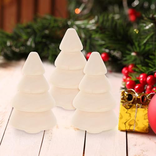 VILLCASE Unfinished Wood Christmas Tree 10Pcs Mini Wooden Xmas Tree Craft Blank Wooden Christmas Tree Acorns Farmhouse Wood Trees DIY Natural Rustic VILLCASE