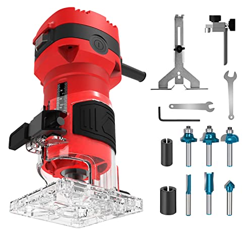 Wood Router Tool,Dobetter Routers for Woodworking, Compact Trim Router with 6 Wood Router Bits, 1/4" Collets and 8mm/12.7mm Adapter -DBTR550 - WoodArtSupply