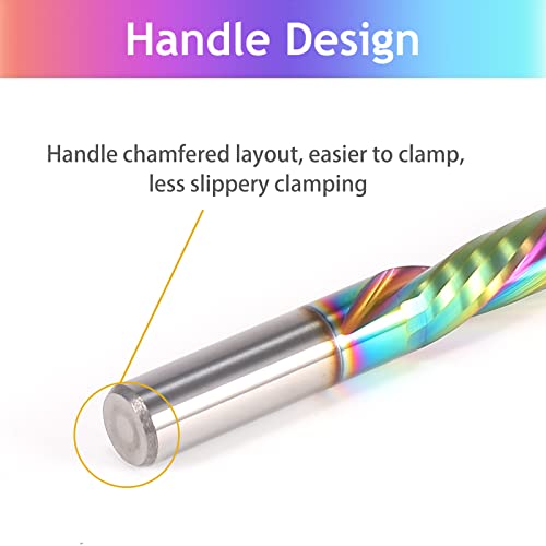 Spiral Router Bits Up Down Compression Bit with DLC Coating, 1/4 inch Cutting Diameter, 1" Cutting Length,1/4 inch Shank Solid Carbide CNC End Mill HOZLY