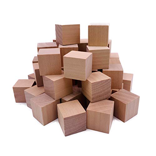 William Craft 130 Pcs 1 inch Natural Solid Cube Wooden Unfinished Craft Wood Blocks Wood Cubes for DIY Craft Gifts (130pcs) William Craft