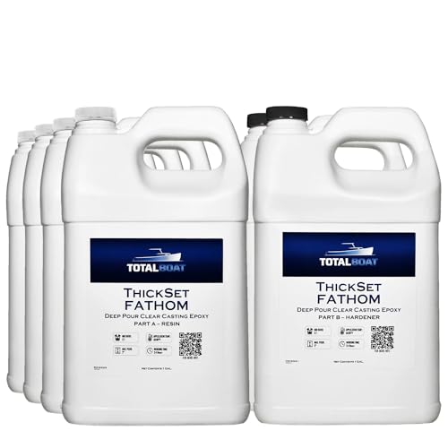 TotalBoat Thickset Fathom Deep Pour Clear Epoxy Resin and Hardener Kit for Thick Casting, Embedding, River Tables, Live Edge Wood Tables (6 Gallon) - WoodArtSupply