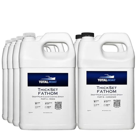 TotalBoat Thickset Fathom Deep Pour Clear Epoxy Resin and Hardener Kit for Thick Casting, Embedding, River Tables, Live Edge Wood Tables (6 Gallon) TotalBoat