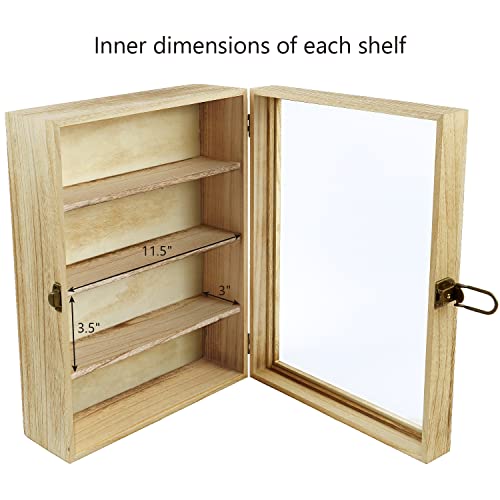 Ikee Design Wall Mounted Collectible Display Shelves Case Shadow Box with a Lock and Key and Tempered Glass Top for Displaying Your Valuable and - WoodArtSupply