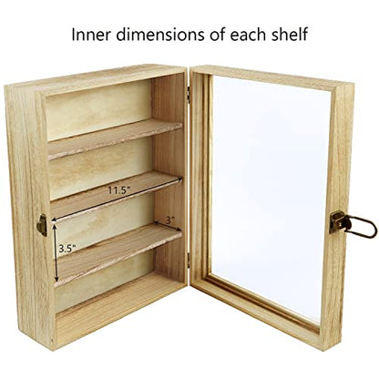 Ikee Design Wall Mounted Collectible Display Shelves Case Shadow Box with a Lock and Key and Tempered Glass Top for Displaying Your Valuable and - WoodArtSupply