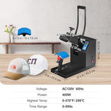 VEVOR Hat Press Machine 3.5X5.9 Inch Cap Press Heat Press Machine Professional Transfer Hat Press with 12000 Hours Life Digital LCD Timer and VEVOR