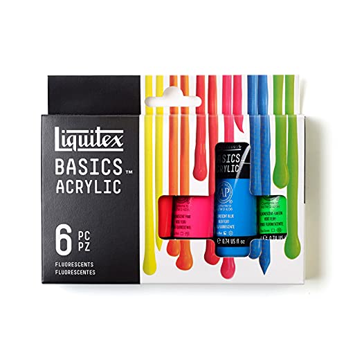 Liquitex BASICS Acrylic Paint Set, 6 x 22ml (0.74-oz) Tube Paint Set, Fluorescent - WoodArtSupply